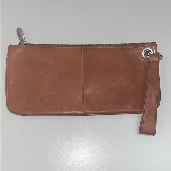 J Jill Brown Leather Wristlet Clutch/ one size preowned - Picture 1 of 11